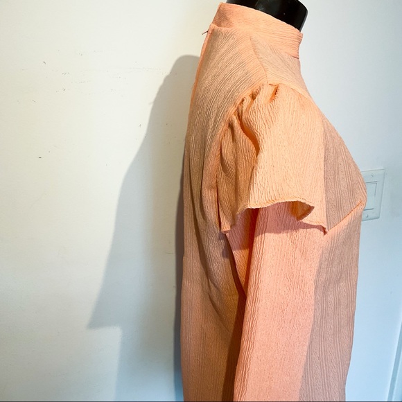 VINTAGE 60s Coral Ruffled Sleeve Blouse - Picture 11 of 11